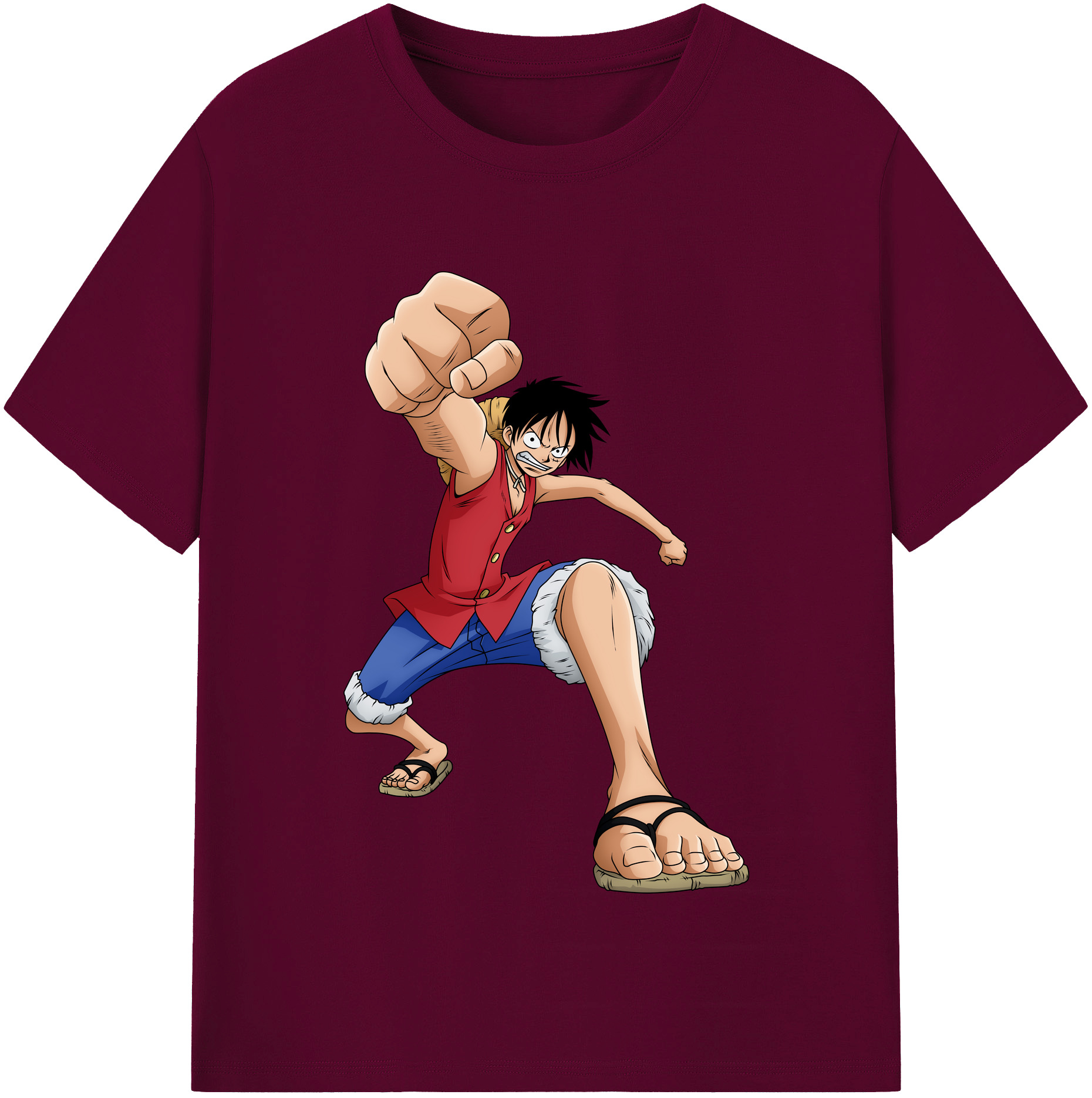 ワンピース モンキー・D・ルフィ ONE PIECE Monkey D. Luffy レディースカジュアルプリントTシャツ（綿100％）